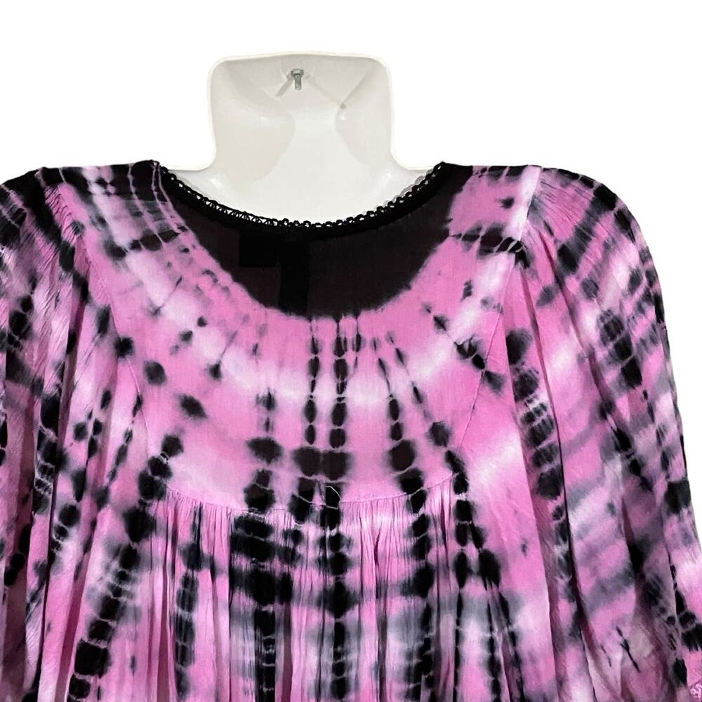 Lakhay's Collection Women's Pink/Black Tie-Dye Pullover Artsy Eclectic Free Size - Picture 3 of 9